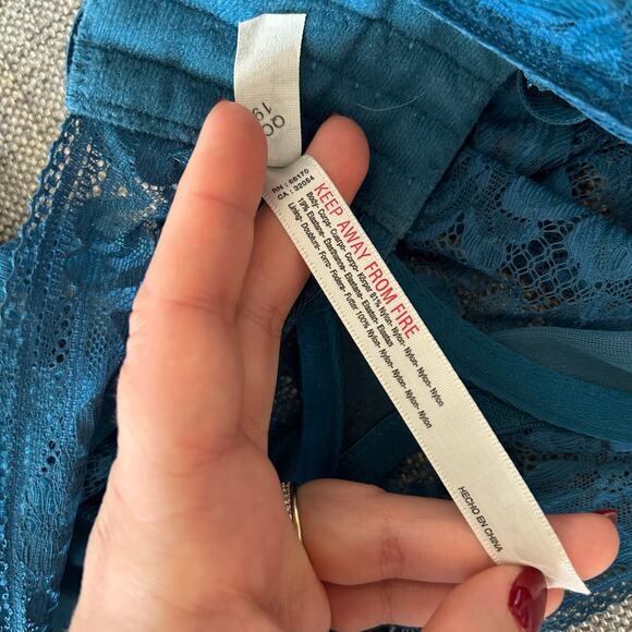 Free People Intimately Sorento Demi Longline Bra Teal Lace Underwire Size 36DD - Picture 6 of 7